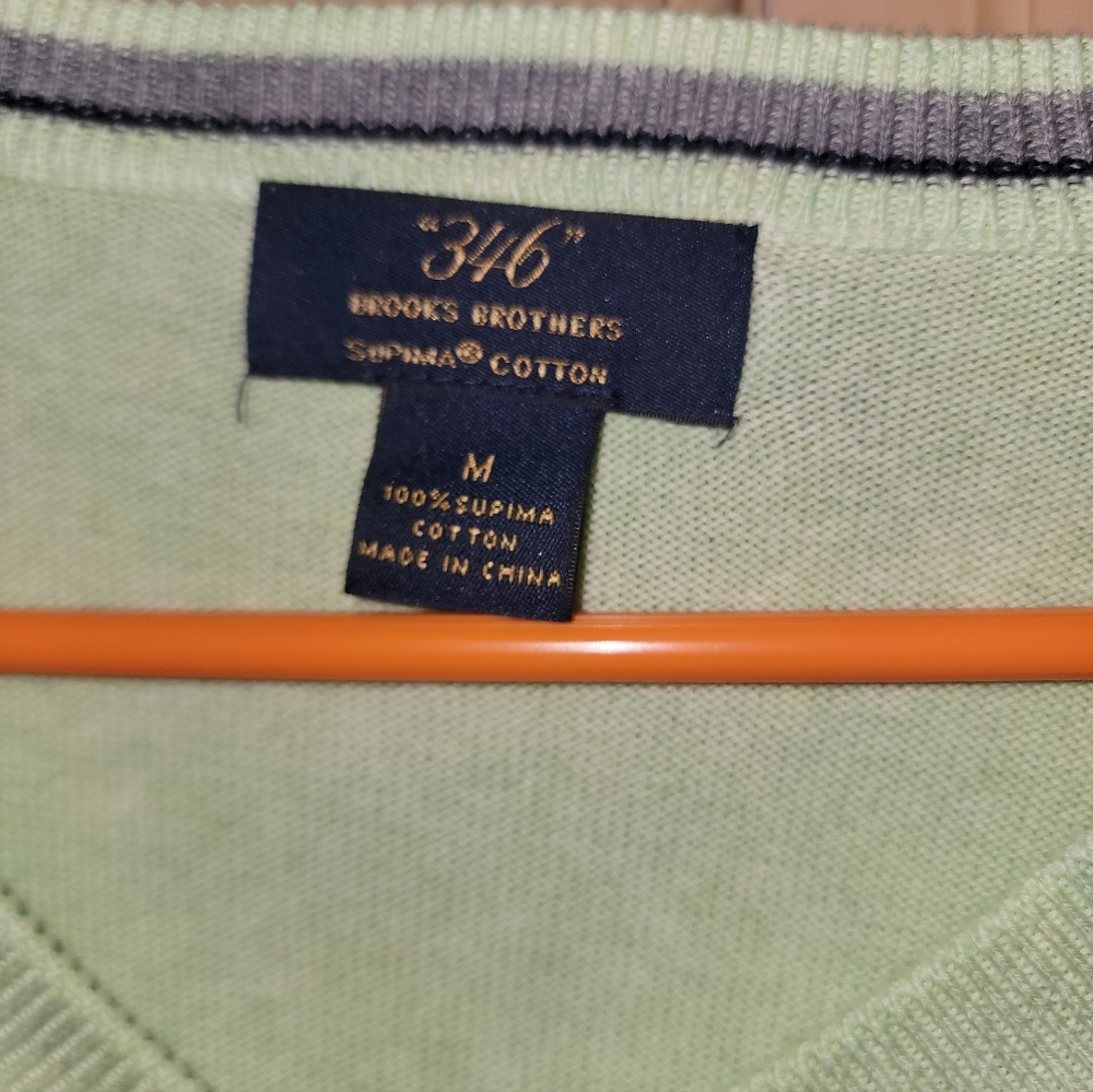 Mens Sz M Brooks Brothers 346 Supima Cotton Light Green Sweater - Picture 2 of 7